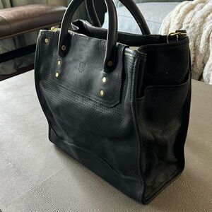 JW Hulme black leather tote. Gold hardware. NWOT.